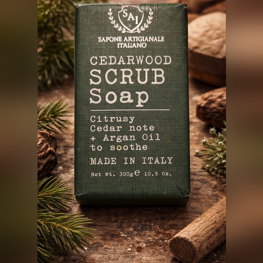 🤎🇮🇹Sapone Artigianale Italiano CEDARWOOD Scrub Soap🇮🇹🤎